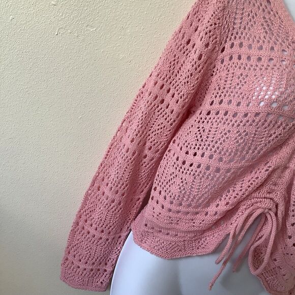 Jolie & Joy Coquette Girly Feminine Preppy Lace Up Lightweight Sweater Medium - Picture 4 of 12